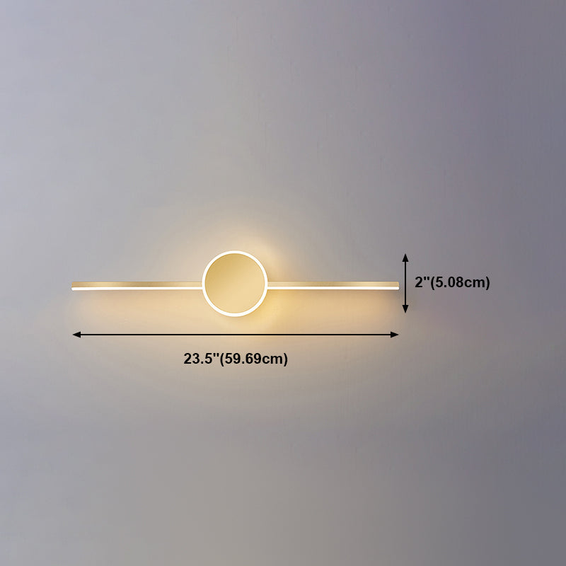 Metal Linear Wall Vanity Light Modern Style 1 Light Vanity Lighting Ideas in Gold
