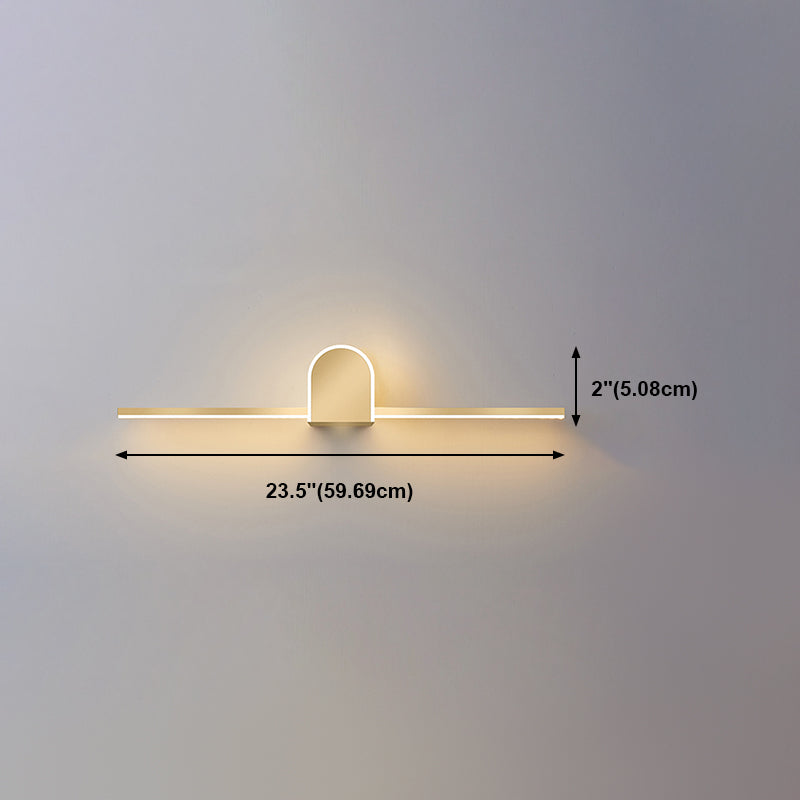 Metal Linear Wall Vanity Light Modern Style 1 Light Vanity Lighting Ideas in Gold