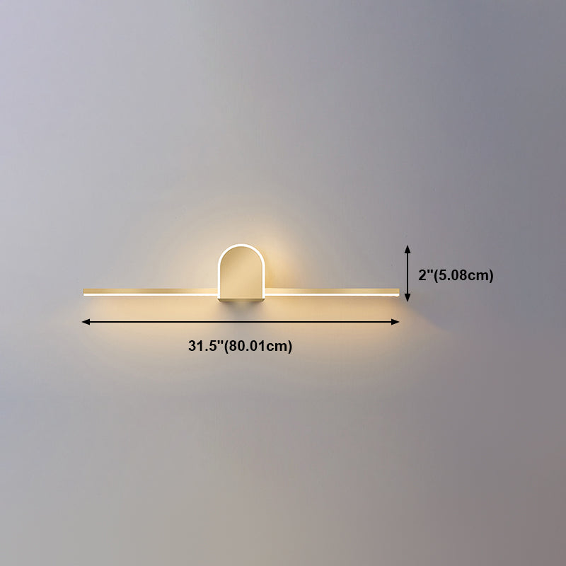 Metal Linear Wall Vanity Light Modern Style 1 Light Vanity Lighting Ideas in Gold