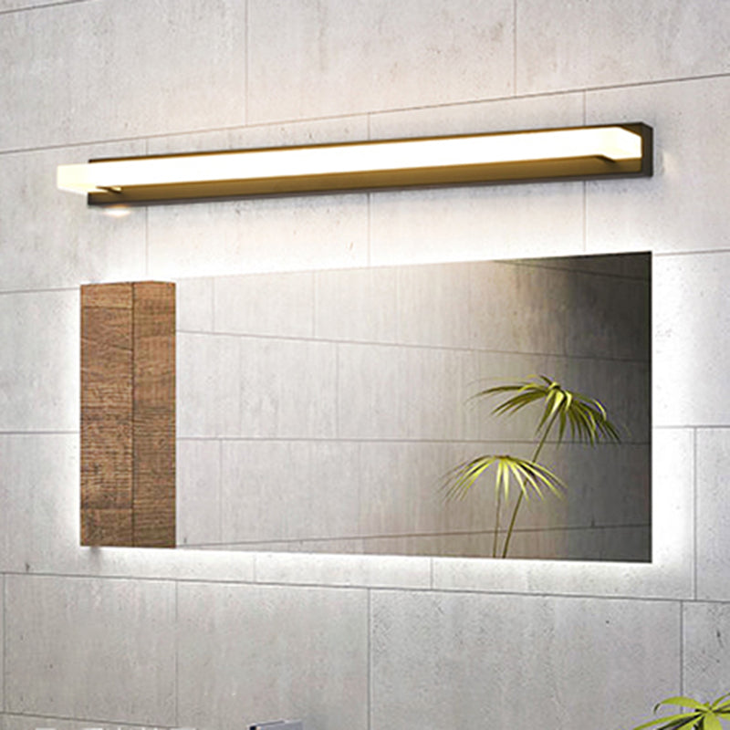 Linear Metal Wall Sconce Modern Style 1 Light Mirror Wall Mount Lighting in Black