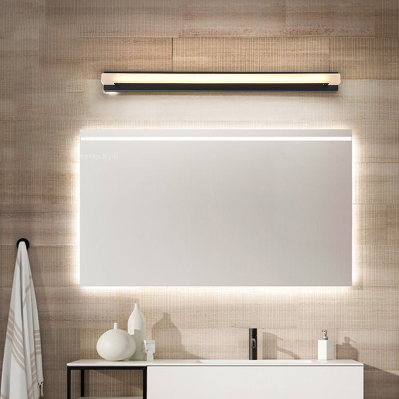 Linear Metal Wall Sconce Modern Style 1 Light Mirror Wall Mount Lighting in Black