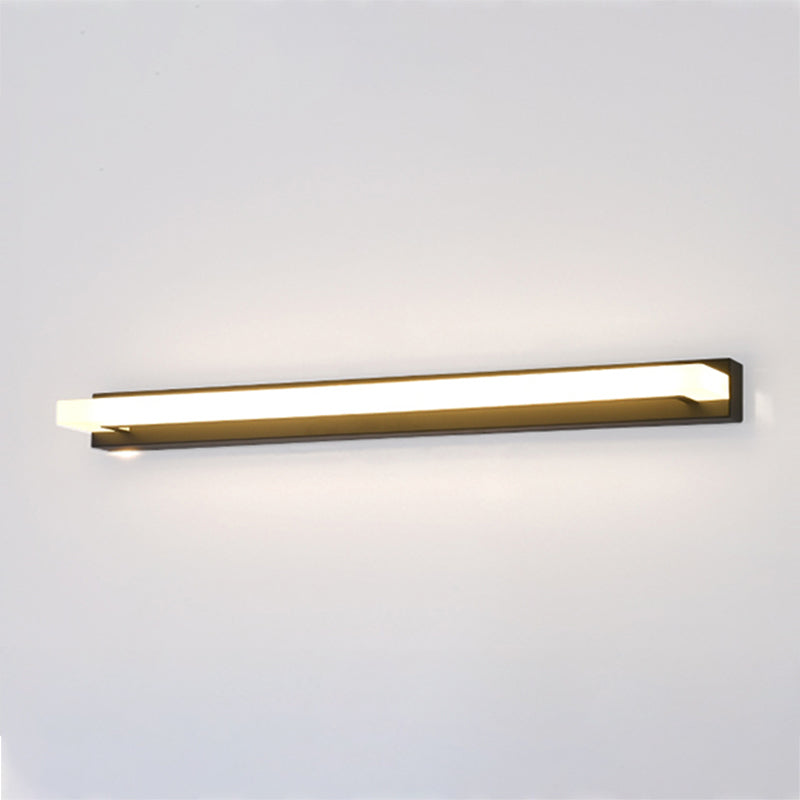 Linear Metal Wall Sconce Modern Style 1 Light Mirror Wall Mount Lighting in Black