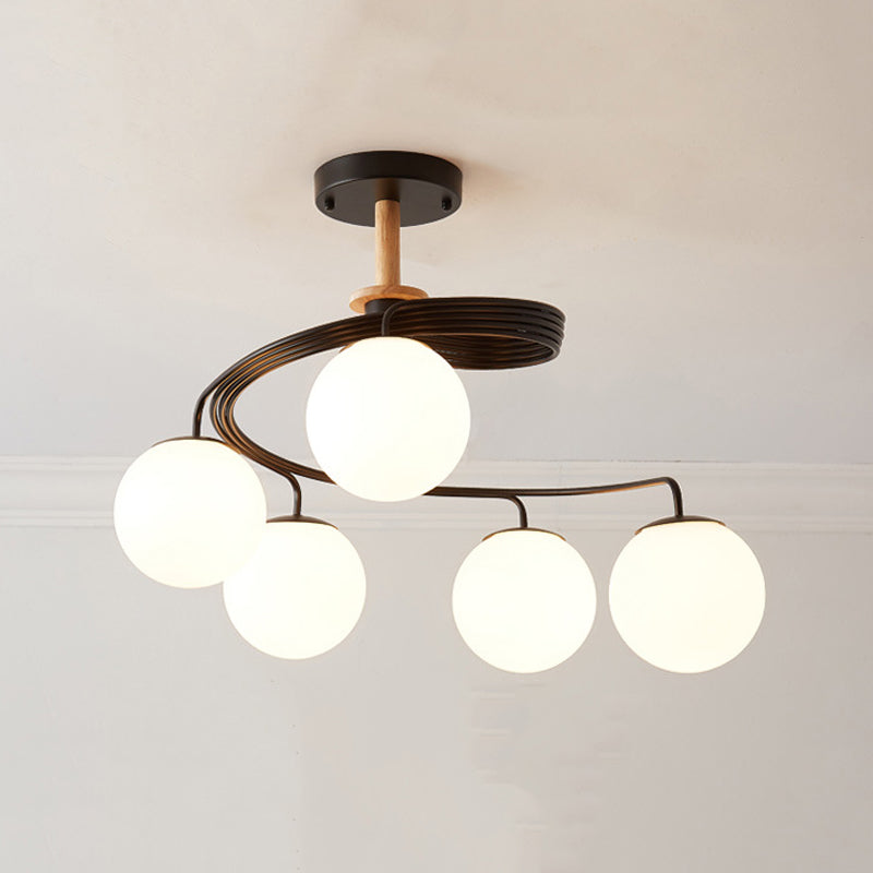 Simple Macron Chandelier Glass Multi Head Pendant Lighting Fixtures for Bedroom