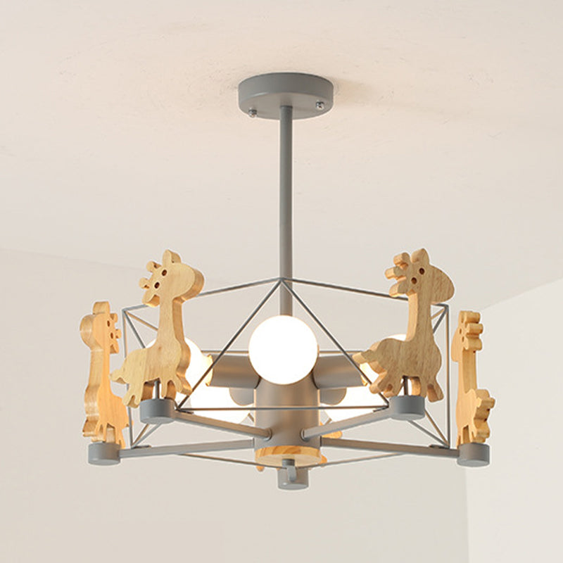 Nordic Style Macron Chandelier Metal 5 Head Pendant Lighting Fixtures for Bedroom