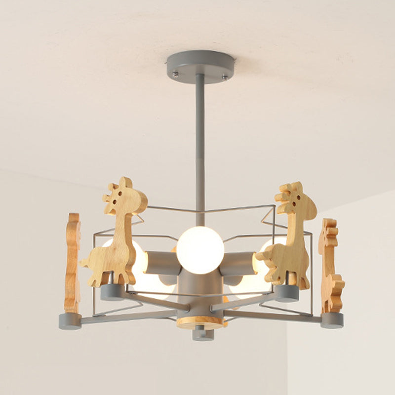 Nordic Style Macron Chandelier Metal 5 Head Pendant Lighting Fixtures for Bedroom