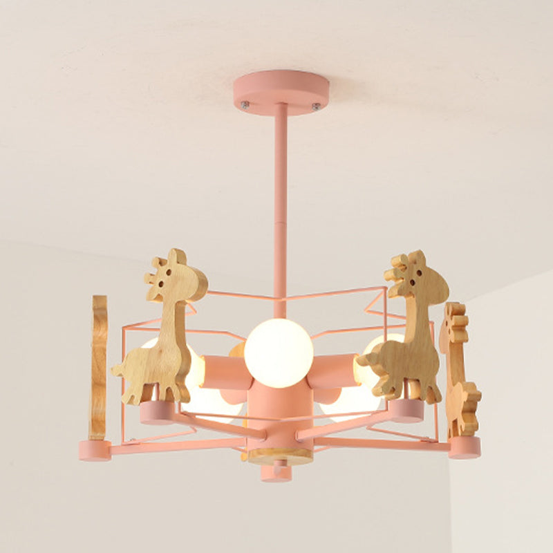 Nordic Style Macron Chandelier Metal 5 Head Pendant Lighting Fixtures for Bedroom