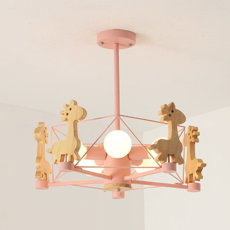 Nordic Style Macron Chandelier Metal 5 Head Pendant Lighting Fixtures for Bedroom