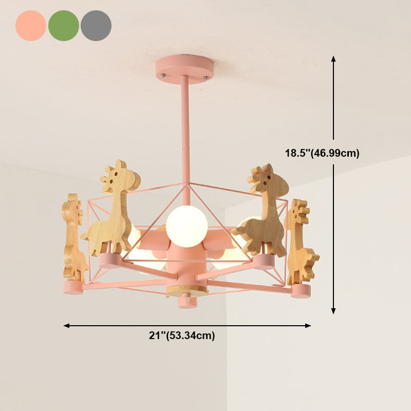 Nordic Style Macron Chandelier Metal 5 Head Pendant Lighting Fixtures for Bedroom