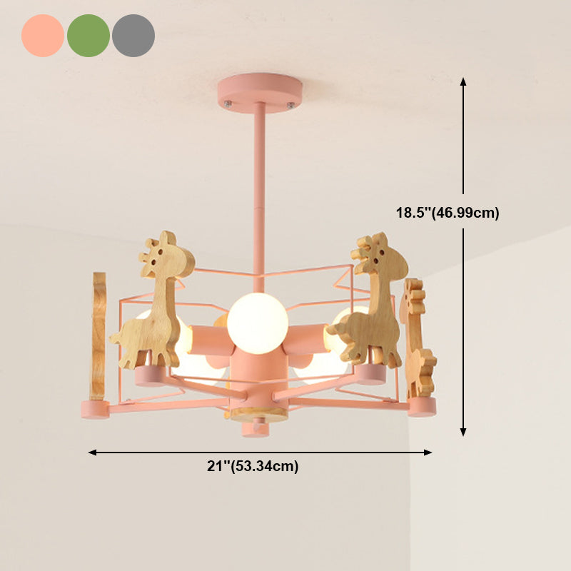 Nordic Style Macron Chandelier Metal 5 Head Pendant Lighting Fixtures for Bedroom