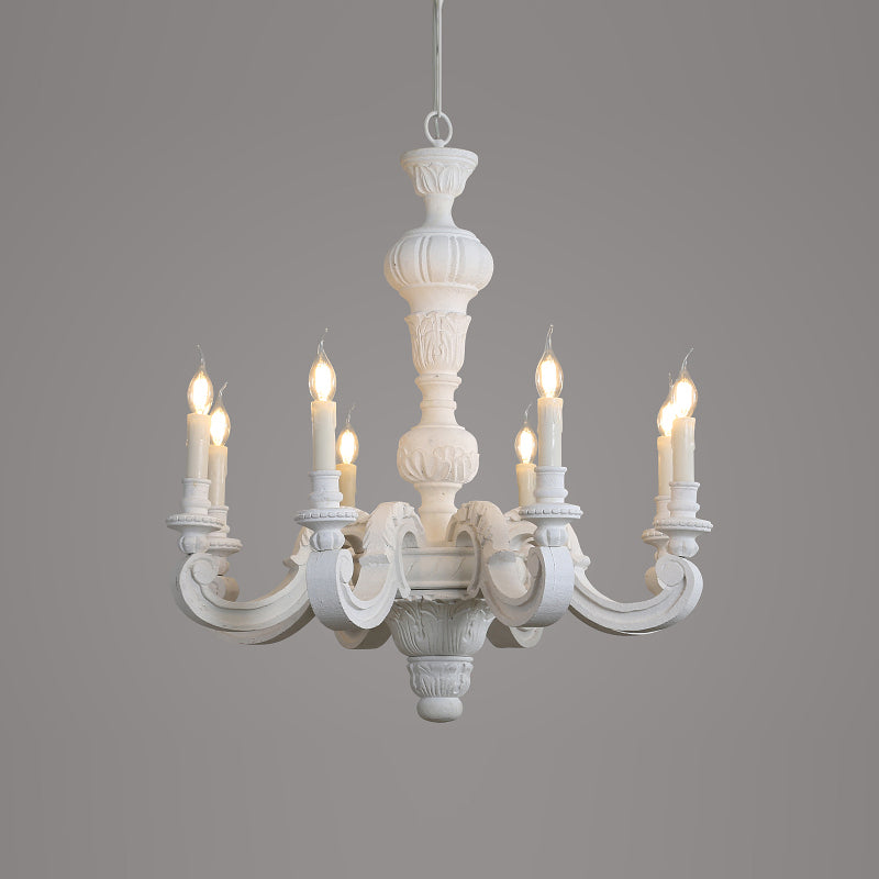 Wood Chandelier Lighting Candle Rustic Hanging Pendant for Living Room