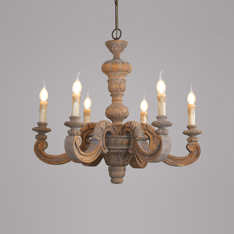Cougie d'éclairage de lustre en bois Rustique suspendu pour le salon