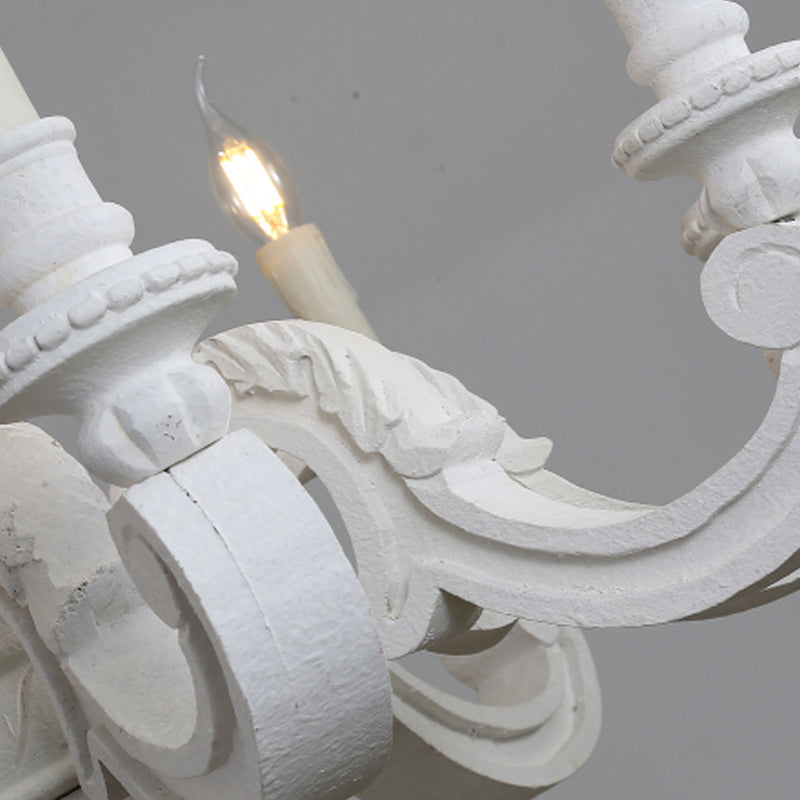 Wood Chandelier Lighting Candle Rustic Hanging Pendant for Living Room