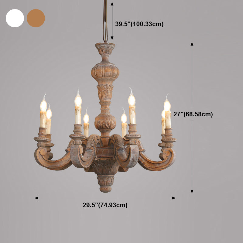 Cougie d'éclairage de lustre en bois Rustique suspendu pour le salon