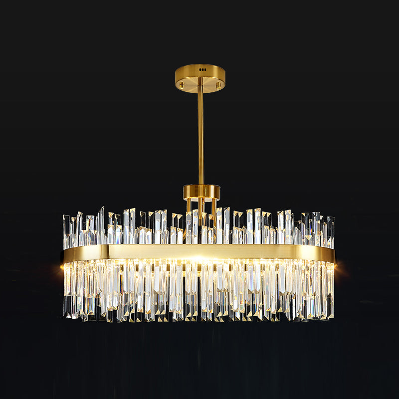 Round Shape Hanging Lights Crystal LED Chandelier in Gold for Living Room