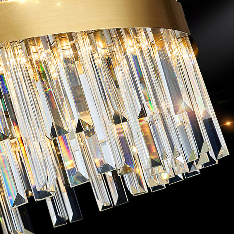 Round Shape Hanging Lights Crystal LED Chandelier in Gold for Living Room