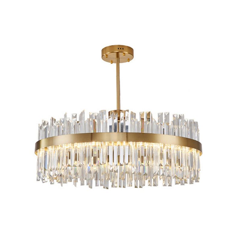 Round Shape Hanging Lights Crystal LED Chandelier in Gold for Living Room