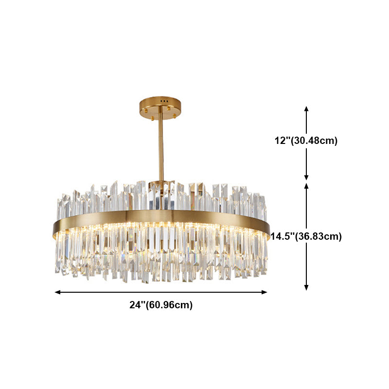 Round Shape Hanging Lights Crystal LED Chandelier in Gold for Living Room