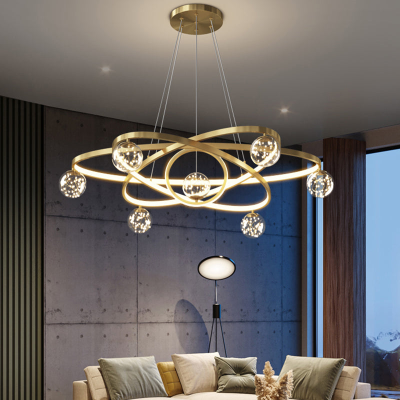 11 Lights Chandeliers Postmodern Metal Glass LED Pendant Lighting for Living Room