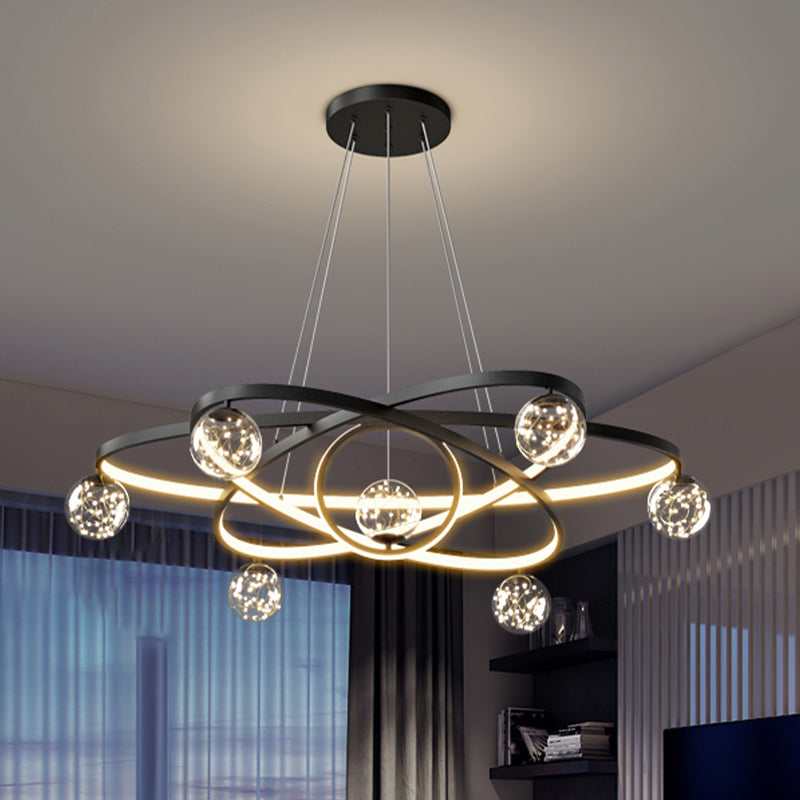 11 Lights Chandeliers Postmodern Metal Glass LED Pendant Lighting for Living Room