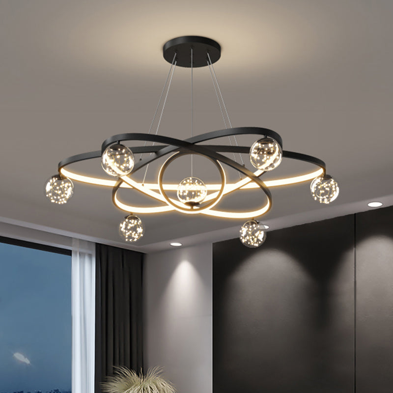 11 Lights Chandeliers Postmodern Metal Glass LED Pendant Lighting for Living Room