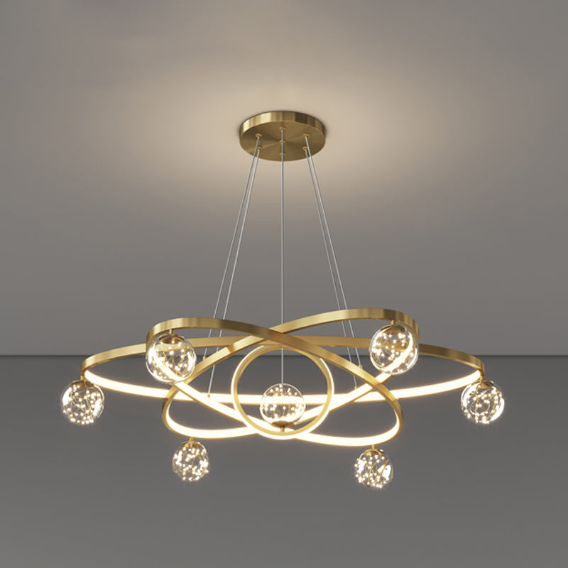 11 Lights Chandeliers Postmodern Metal Glass LED Pendant Lighting for Living Room