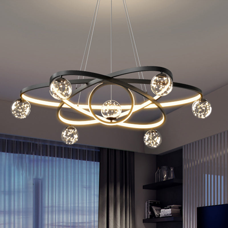 11 Lights Chandeliers Postmodern Metal Glass LED Pendant Lighting for Living Room