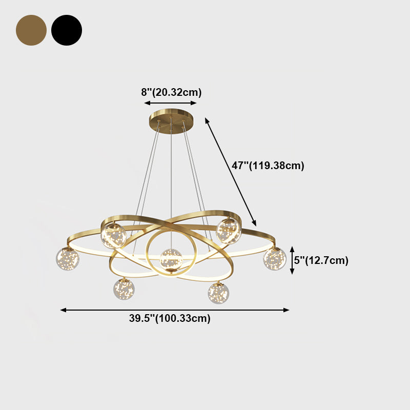 11 Lights Chandeliers Postmodern Metal Glass LED Pendant Lighting for Living Room