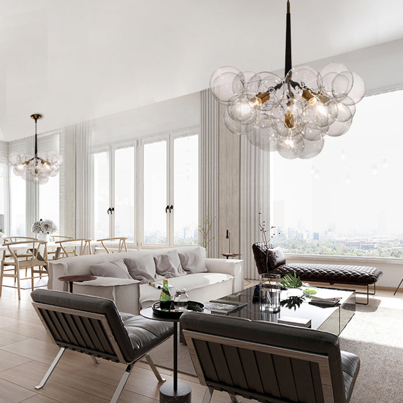 Contemporary Style Spherical Pendant Chandeliers Clear Glass Chandelier Lights