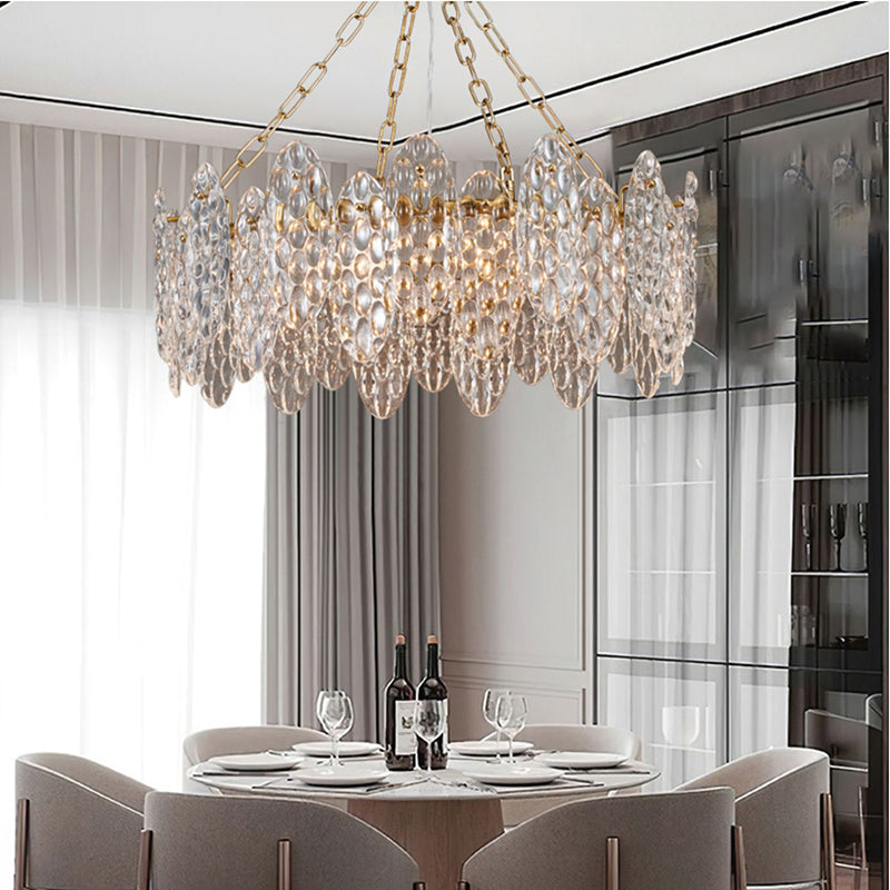 Contemporary Style Geometry Pendant Chandeliers Glass Chandelier Lights in Gold