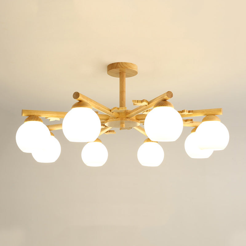Rami sferici multi chiaro luci appese a sospensione moderna illuminazione sospesa in legno per camera da letto