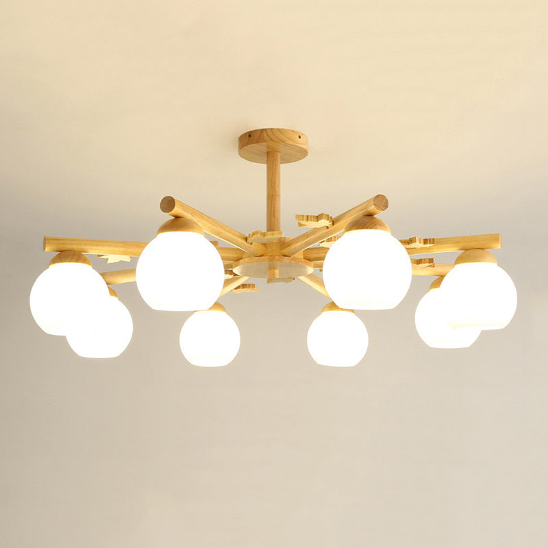 Rami sferici multi chiaro luci appese a sospensione moderna illuminazione sospesa in legno per camera da letto