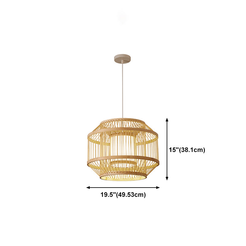 Modern Hanging Light Household Geometric Bamboo Pendent Light for Living Room