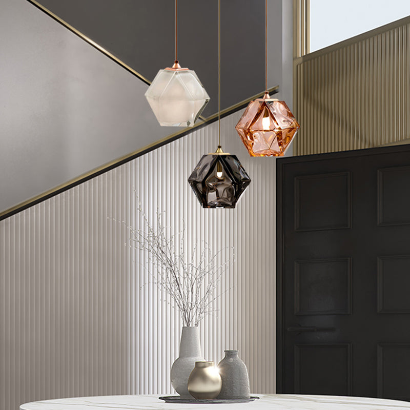 Geometric Hanging Light Nordic Glass Pendent Lighting Fixture for Sitting Room