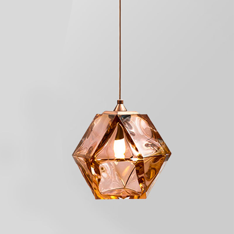 Geometric Hanging Light Nordic Glass Pendent Lighting Fixture for Sitting Room