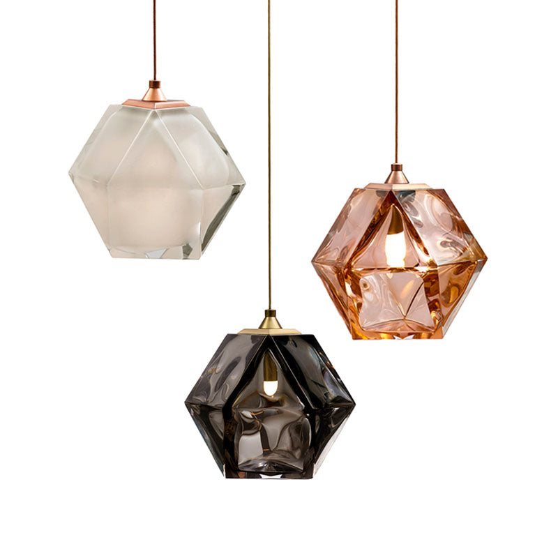Geometric Hanging Light Nordic Glass Pendent Lighting Fixture for Sitting Room