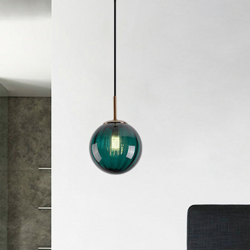 Spherical Shape Hanging Lighting Modern Style Glass 1 Light Hanging Lamp for Bedroom
