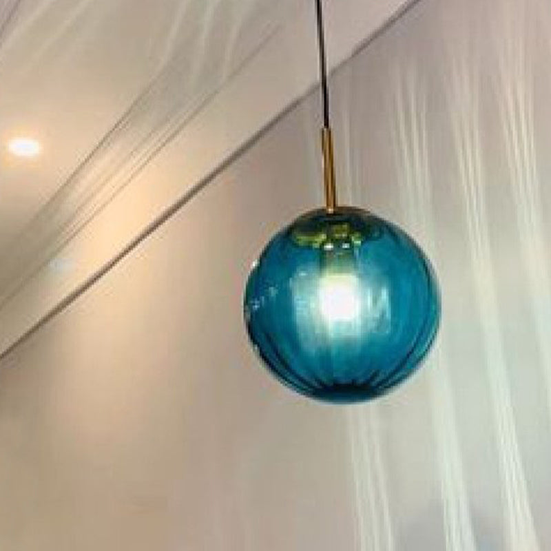 Spherical Shape Hanging Lighting Modern Style Glass 1 Light Hanging Lamp for Bedroom