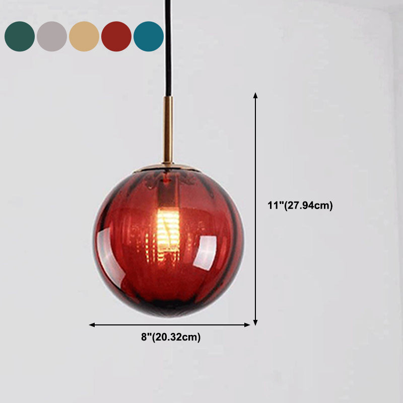 Spherical Shape Hanging Lighting Modern Style Glass 1 Light Hanging Lamp for Bedroom