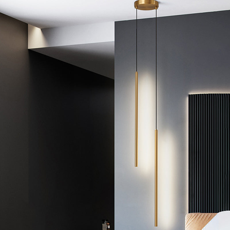 Linear Shape Hanging Lighting Modern Style Metal 2 Light Hanging Lamp for Living Room