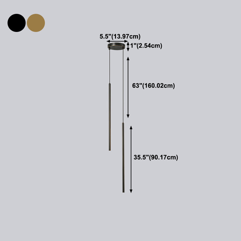 Linear Shape Hanging Lighting Modern Style Metal 2 Light Hanging Lamp for Living Room