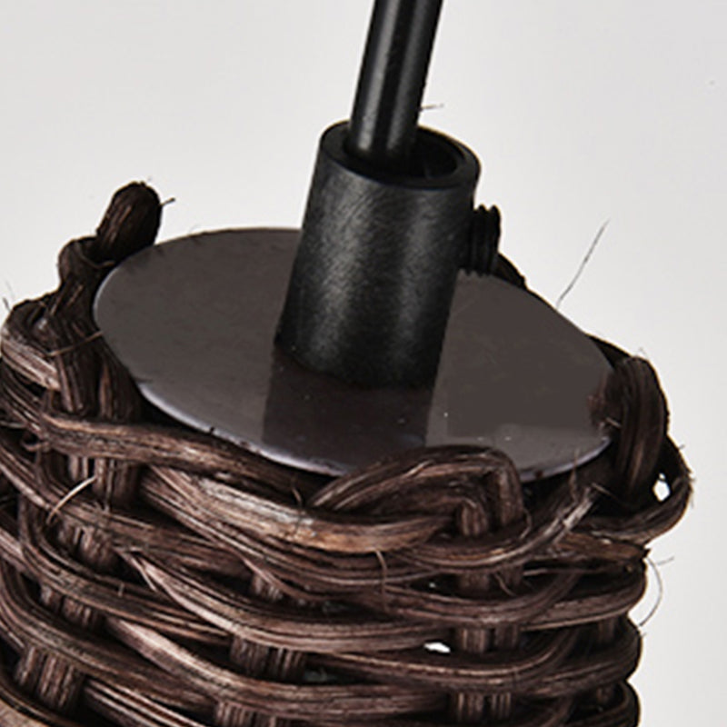 Rattan Domed Hanging Light Fixture Asia Style Pendant Ceiling Light