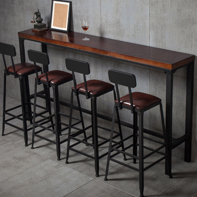 Brown Modern Style Bar Table in Metal and Wood Indoor Counter Table