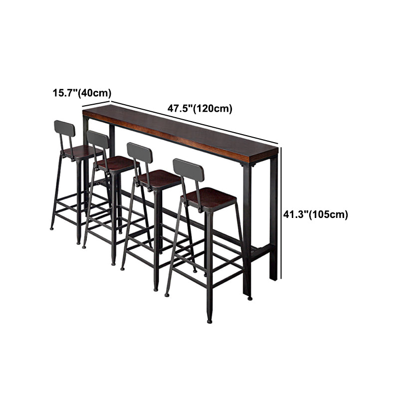 Brown Modern Style Bar Table in Metal and Wood Indoor Counter Table