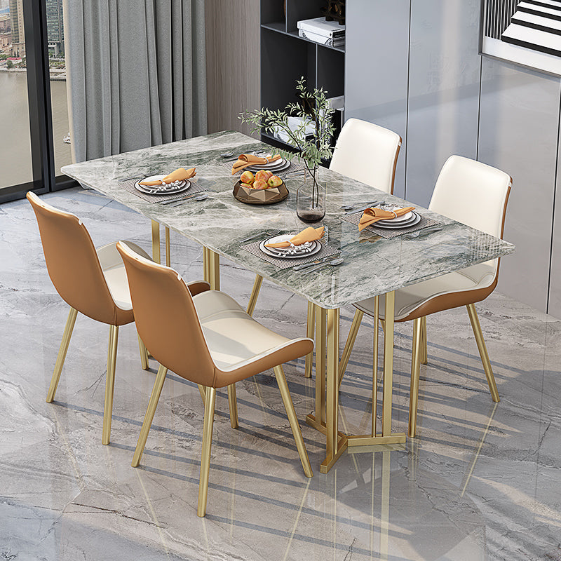 1/2/5/7 Pieces Luxury Dining Set Sintered Stone Dining Table with Leather Chairs