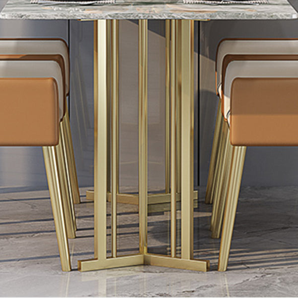 1/2/5/7 Pieces Luxury Dining Set Sintered Stone Dining Table with Leather Chairs