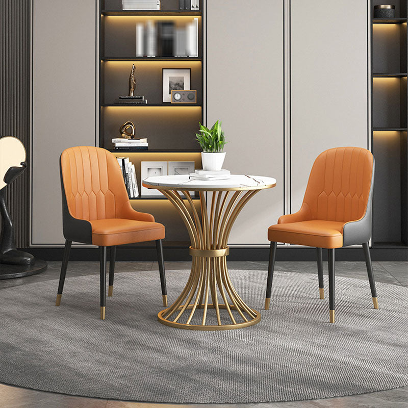 Glam Style 1/3/4/5 Pieces Dining Set Round Sintered Stone Dining Table Set