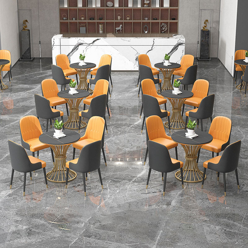 Glam Style 1/3/4/5 Pieces Dining Set Round Sintered Stone Dining Table Set