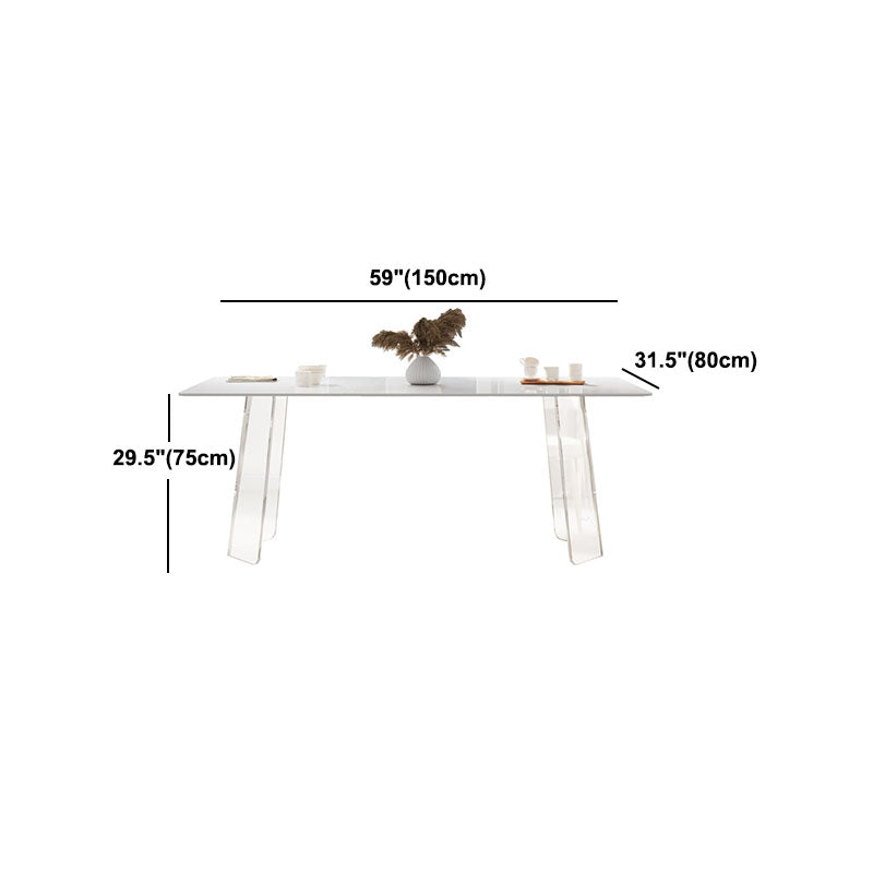 Modern 1/2/5/6 Pieces Acrylic Dining Table Set with White Sintered Stone Top Dinette Set