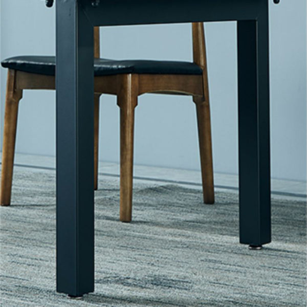 Industrial 1/2/5/7 Pieces Dining Set Solid Wood Dining Table with Leather Chairs