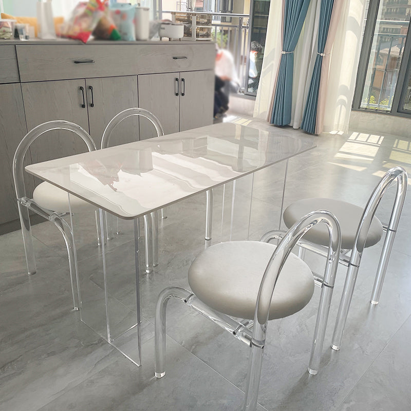 Minimalist 1/5/7 Pieces Dining Set with Cushion Chair and Double Pedestal Table Furniture